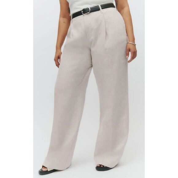 Reformation Alex Mid Rise Linen Pant in Oatmeal NWT Size 18 - Picture 2 of 9